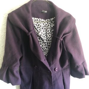 Purple Zio Brand Peacoat Jacket with Flare Waist